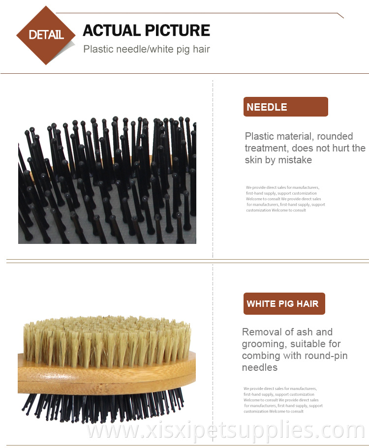 Factory Wholesale LOW MOQ Double Sided Bamboo Wooden Handle Pet Cat Dog Grooming Massage Hair Comb